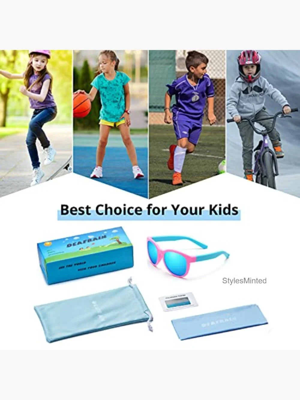 Kids Polarized Sunglasses Flexible TPEE Frame Sport Baseball Cycling Age 5-13